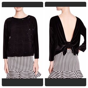 NWT Maje Sequin Velvet Open Back Top